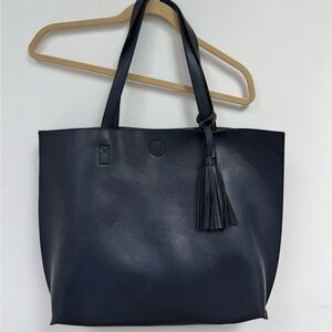 Reversible Navy Leather Tote with Bonus